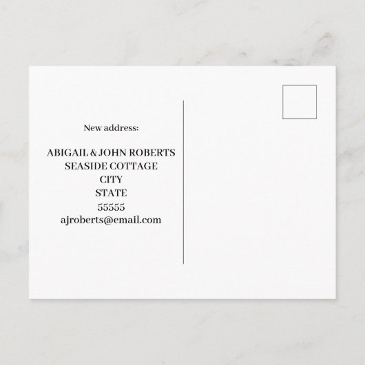 引っ越しましたからビーチの新しいアドレス ポストカード (裏面)