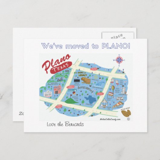 引っ越しましたからプラノテキサス州葉書 案内ポストカード (正面/裏面)
