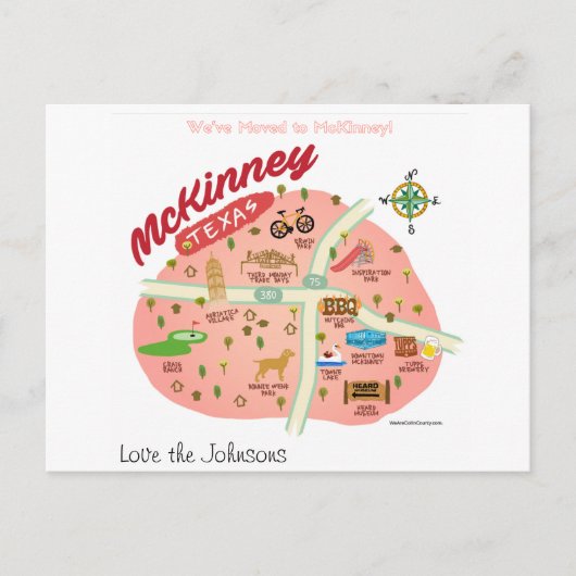 引っ越しましたからマッキニーテキサス州葉書 案内ポストカード (正面)