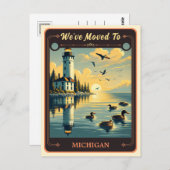 引っ越しましたからミシガン |ヴィンテージはがき ポストカード (正面/裏面)