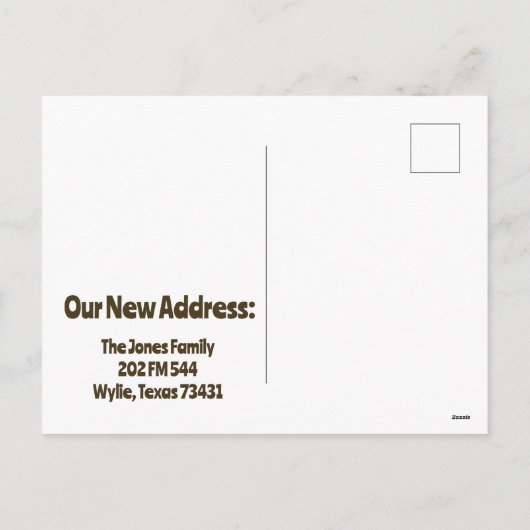 引っ越しましたからワイリーテキサス州はがき シーズンポストカード (裏面)