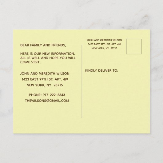 引っ越しましたからNYCの街並み予算への移行 案内ポストカード (裏面)