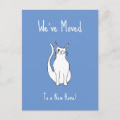 引っ越しましたかわいいウィンキングキャットトレンディーブルー 案内ポストカード (正面)