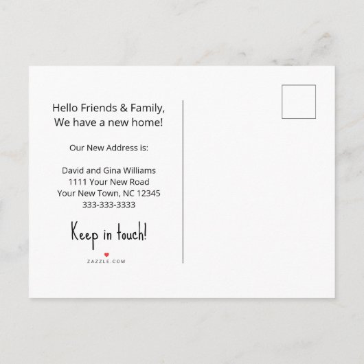 引っ越しましたかわいいウィンキングキャットニューホームイエロー 案内ポストカード (裏面)