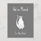 引っ越しましたかわいいウィンキングキャットニューホームグレー 案内ポストカード (正面)
