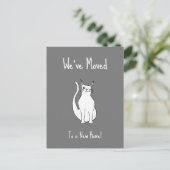 引っ越しましたかわいいウィンキングキャットニューホームグレー 案内ポストカード (スタンド正面)