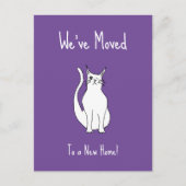 引っ越しましたかわいいウインキング猫トレンディーパープル 案内ポストカード (正面)