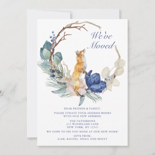 引っ越しましたかわいいウッドランドキツネ水彩フローラ (正面)