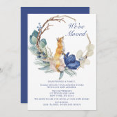 引っ越しましたかわいいウッドランドキツネ水彩フローラ (正面/裏面)