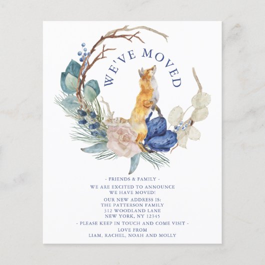 引っ越しましたかわいいウッドランドキツネ水彩フローラ (正面)