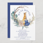 引っ越しましたかわいいウッドランドキツネ水彩フローラ 案内状 (正面/裏面)