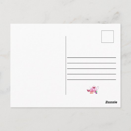 引っ越しましたかわいい水の色ティーセットシンプルシック ポストカード (裏面)