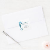 引っ越しましたかわいい海馬の動き発表 スクエアシール (封筒)