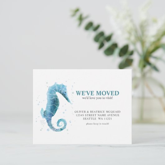 引っ越しましたかわいい海馬の動き発表 ポストカード (スタンド正面)