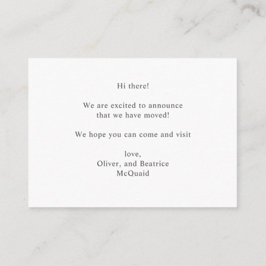 引っ越しましたかわいい海馬の移動告知カード エンクロージャーカード (裏面)