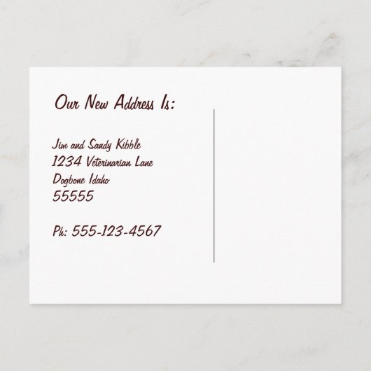 引っ越しましたかわいい犬小屋とポープリントニューホーム 案内ポストカード (裏面)