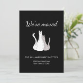 引っ越しましたかわいい猫の動き白黒 案内状 (スタンド正面)