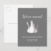 引っ越しましたかわいい猫エレガントグレイ動き 案内ポストカード (正面/裏面)