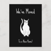 引っ越しましたかわいい猫白黒動く 案内ポストカード (正面)