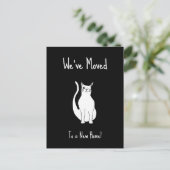 引っ越しましたかわいい猫白黒動く 案内ポストカード (スタンド正面)