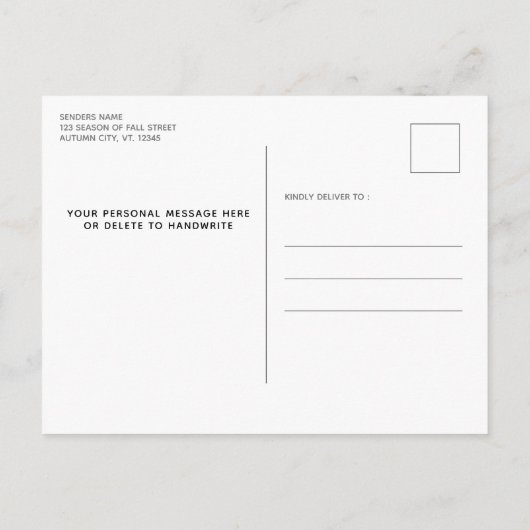 引っ越しましたかわいい秋リス新しいアドレス移動 案内ポストカード (裏面)