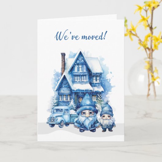 引っ越しましたとハッピーホリデーアナウンス格言 カード (黄色い花)