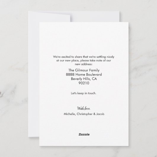 引っ越しましたと新しいホームファミリーハウスの写真 シーズンカード (裏面)