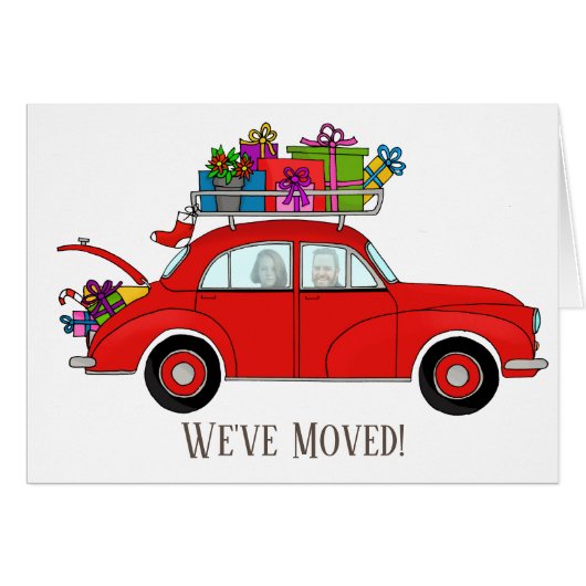 引っ越しましたのカスタマイズ可能な写真カード (正面横)