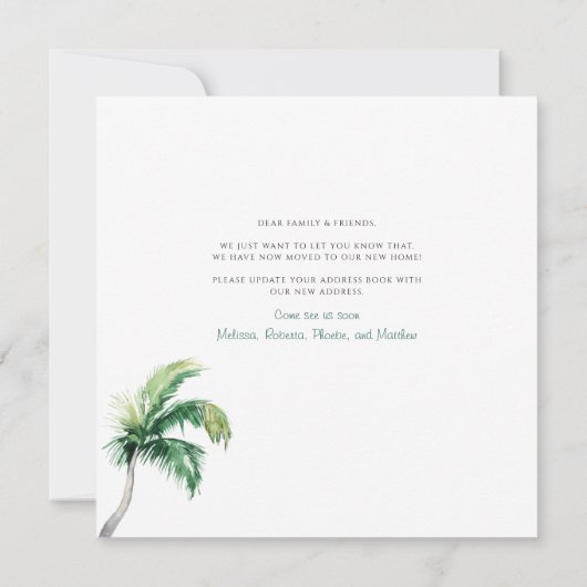 引っ越しましたのパームツリーの移動告知カード (裏面)