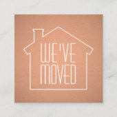 引っ越しましたのフェイクな銅ホイルのモダンなエンクロージャカード スクエア名刺 (正面)