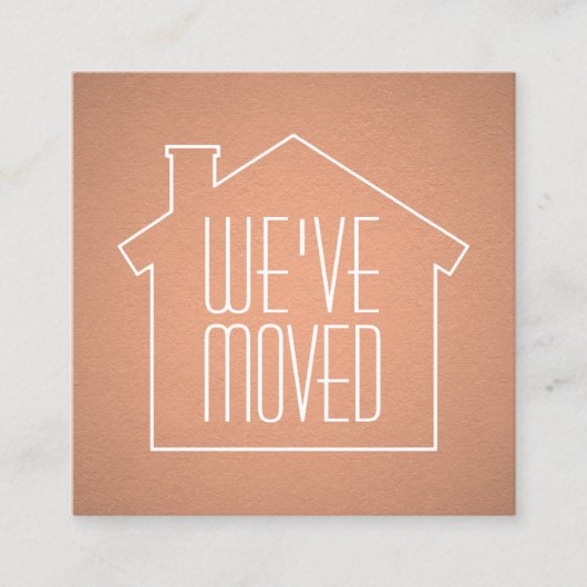 引っ越しましたのフェイクな銅ホイルのモダンなエンクロージャカード スクエア名刺 (正面)