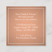 引っ越しましたのフェイクな銅ホイルのモダンなエンクロージャカード スクエア名刺 (裏面)