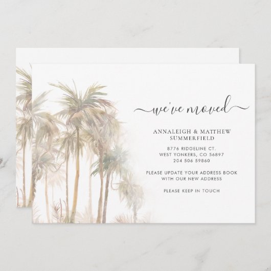 引っ越しましたのヤシの木の移動アドレス 案内状 (正面/裏面)