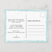 引っ越しましたのヴィンテージの赤いトラクターのハート 案内ポストカード (裏面)