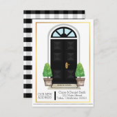 引っ越しましたの動くアナウンス黒いギンガム 招待状 (正面/裏面)