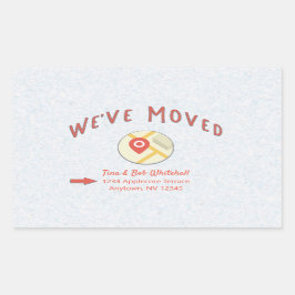 引っ越しましたの場所のピンアイコンのコンピュータマップ 長方形シール