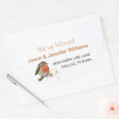 引っ越しましたの変更の新しいホームロビン 楕円形シール (封筒)