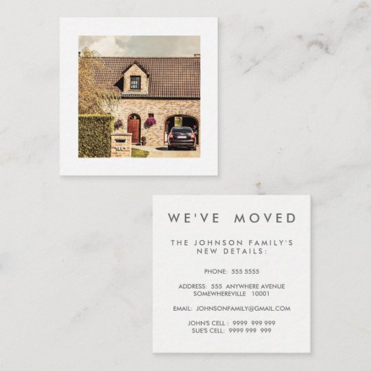 引っ越しましたの家の新しい住所正方形の名刺 スクエア名刺 (正面/裏面)