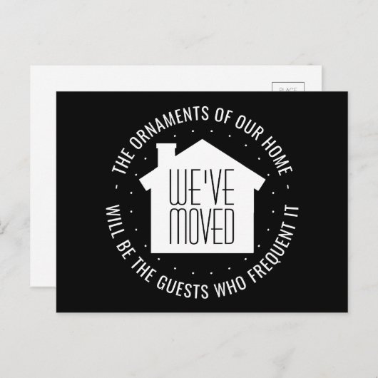 引っ越しましたの引っ越し祝いパーティーの招待状の新しい住所 案内ポストカード (正面/裏面)