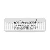 引っ越しましたの引越しアナウンスのフェンス灰色 ラベル (正面)