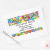 引っ越しましたの手塗りの水彩画のステッカー 長方形シール (封筒)