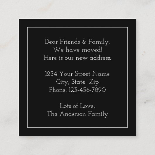 引っ越しましたの挿入物のシンプルでモダンな家の新しい住所 エンクロージャーカード (裏面)