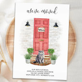 引っ越しましたの新しいアドレスのフロントレッドドア猫の移動 案内ポストカード