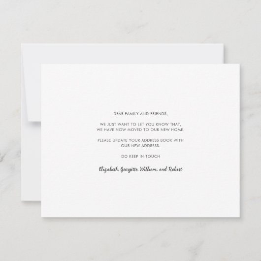 引っ越しましたの新しいアドレスの移動告知カード (裏面)