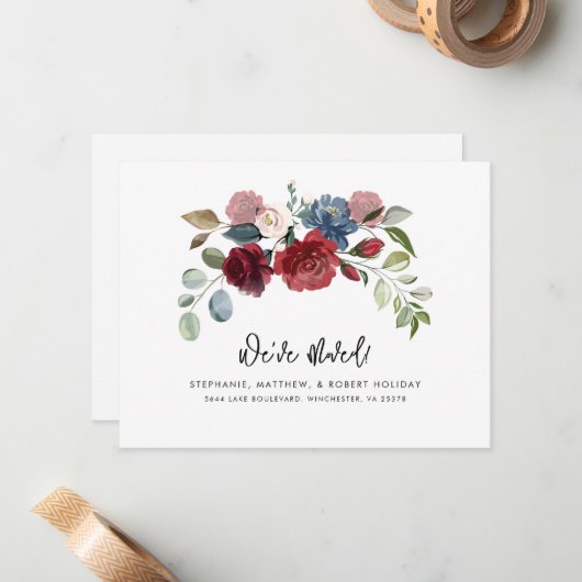 引っ越しましたの新しいアドレスの移動告知 ノートカード (正面/裏面インサイチュ)