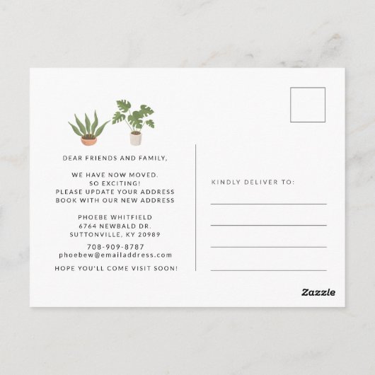 引っ越しましたの新しいアドレスの移動告知 ポストカード (裏面)