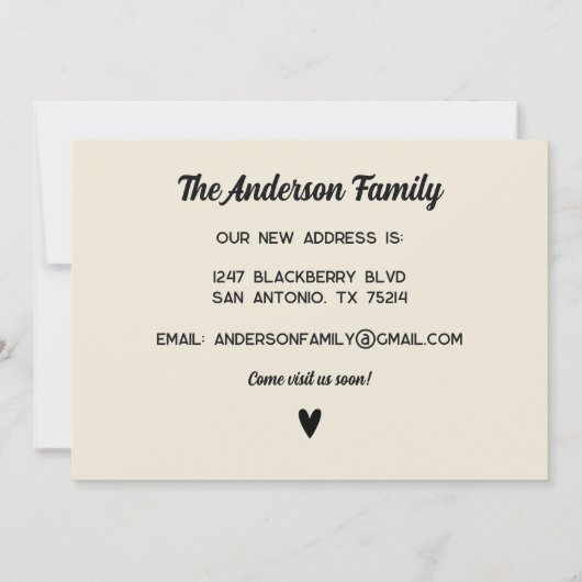 引っ越しましたの新しいアドレスの移動告知 案内状 (裏面)