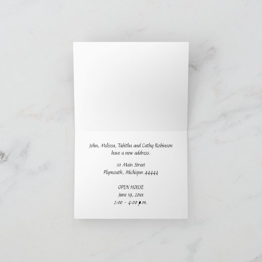 引っ越しましたの新しいアドレスカード 招待状 (内部)