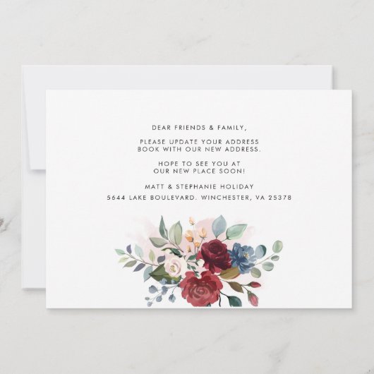 引っ越しましたの新しいアドレスフローラの発表 案内状 (裏面)