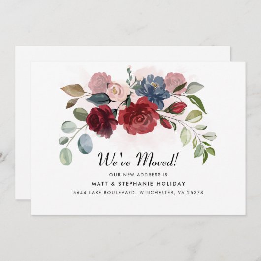 引っ越しましたの新しいアドレスフローラの発表 案内状 (正面/裏面)